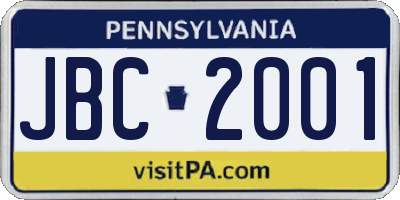 PA license plate JBC2001
