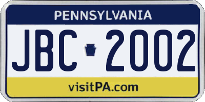 PA license plate JBC2002