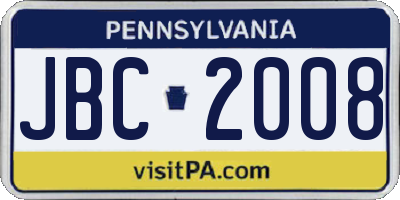 PA license plate JBC2008
