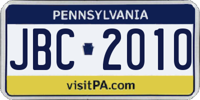 PA license plate JBC2010