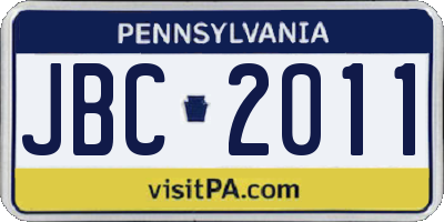 PA license plate JBC2011