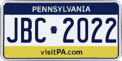 PA license plate JBC2022