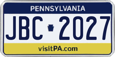 PA license plate JBC2027