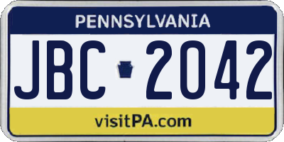 PA license plate JBC2042