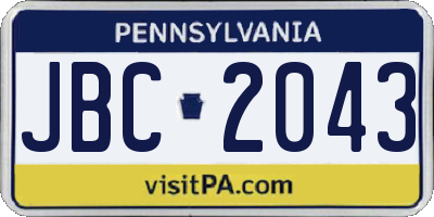 PA license plate JBC2043