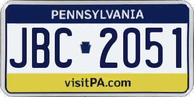 PA license plate JBC2051