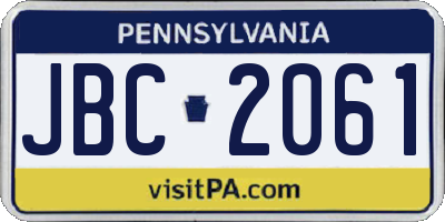 PA license plate JBC2061