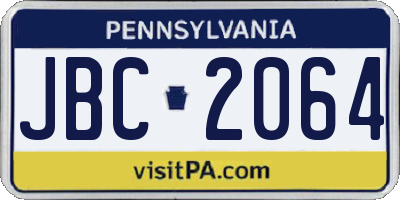 PA license plate JBC2064