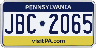 PA license plate JBC2065