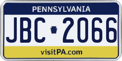 PA license plate JBC2066