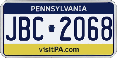 PA license plate JBC2068