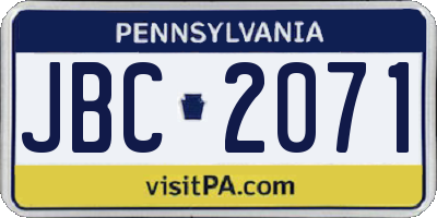 PA license plate JBC2071
