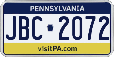 PA license plate JBC2072