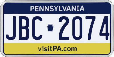 PA license plate JBC2074