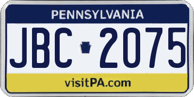 PA license plate JBC2075