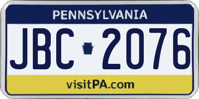 PA license plate JBC2076