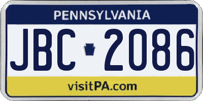 PA license plate JBC2086