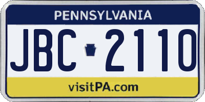 PA license plate JBC2110