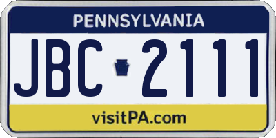 PA license plate JBC2111