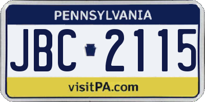 PA license plate JBC2115