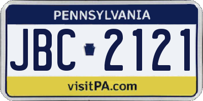 PA license plate JBC2121