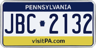 PA license plate JBC2132