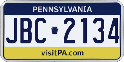 PA license plate JBC2134