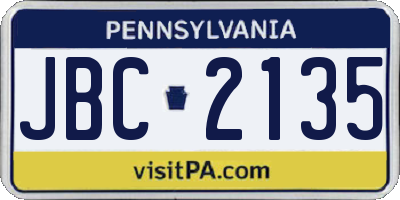PA license plate JBC2135