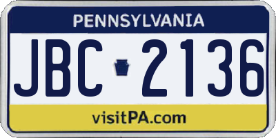PA license plate JBC2136