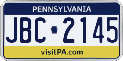 PA license plate JBC2145