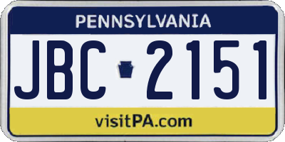 PA license plate JBC2151