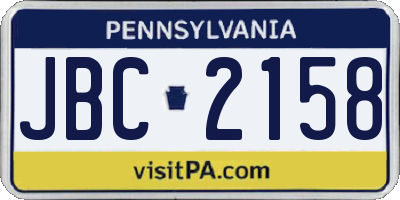 PA license plate JBC2158
