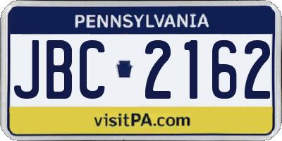 PA license plate JBC2162