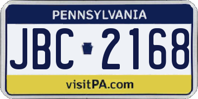 PA license plate JBC2168