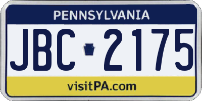 PA license plate JBC2175