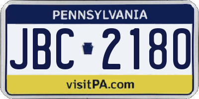 PA license plate JBC2180