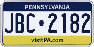 PA license plate JBC2182
