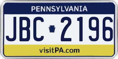 PA license plate JBC2196