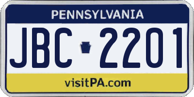 PA license plate JBC2201