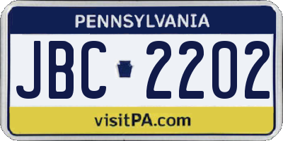 PA license plate JBC2202