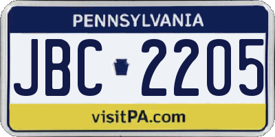 PA license plate JBC2205