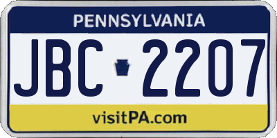 PA license plate JBC2207
