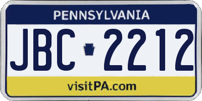 PA license plate JBC2212