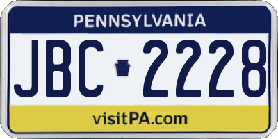 PA license plate JBC2228