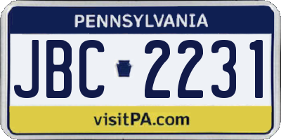 PA license plate JBC2231