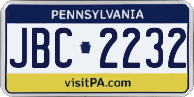 PA license plate JBC2232