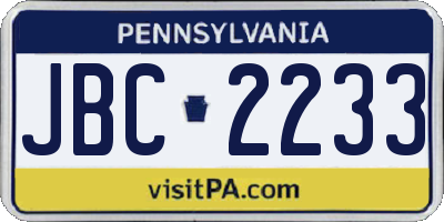 PA license plate JBC2233