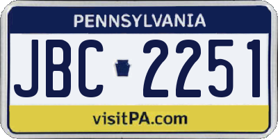 PA license plate JBC2251