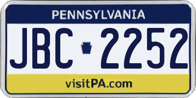 PA license plate JBC2252