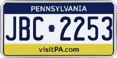 PA license plate JBC2253